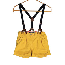 Mini Boden Brace Shorts Girls Age 9 Years Yellow Corduroy Removable Suspenders