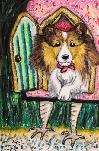 Sheltie baba yaga 11x14 dog - yaga,