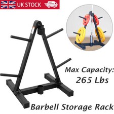 2 in1 Olympic Weight Plate Tree Rack & Barbell Storage Holder Stand For Home Gym