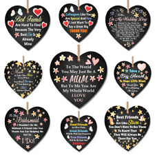 Wooden Heart Plaque Wall Sign For Mum Wedding Friend Sister Keepsake Gift HM0021