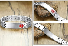 Personalised Medical Alert Bracelet – Stainless Steel, Custom Engraved Emergency