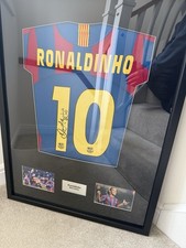 Ronaldinho Barcelona Shirt Framed with Signature