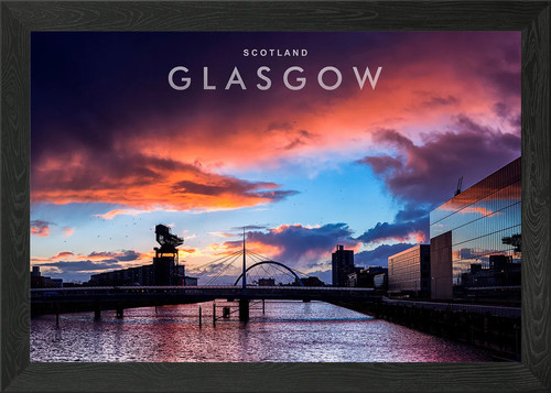 Glasgow night view framed - night, wall