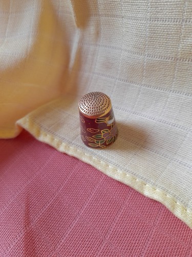 Cloisonne enamel thimble - enamel, blue