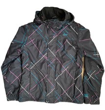 PROTEST Womens Ski Snowboarding Jacket Black with Pink & Cyan. Size: UK 14 Large