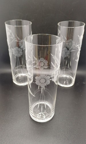 Set vintage floral etched - vintage,