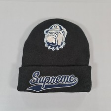 Supreme Mitchell & Ness NCAA Mens Beanie Black Big Logo Knit Hat
