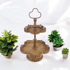 48CM Rusty Metal 2 Tier Cake Stand - Vintage Style Dessert Display Holder