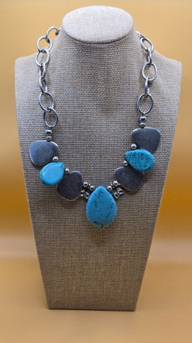 Chunky faux turquoise silver - chunky,