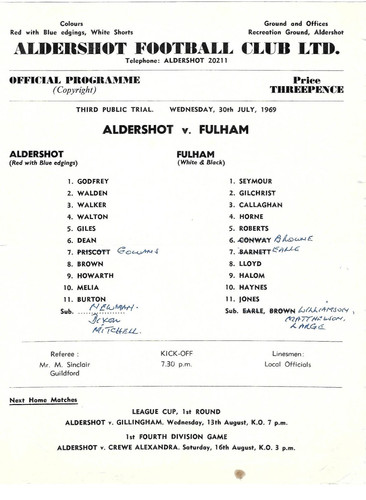 Aldershot fulham 1969 - v,
