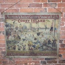 Vintage Style Circus Wall Hanging - Large Rustic Wall Feature - Canvas Art