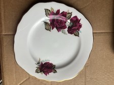 Vintage royal vale red rose With Gold Gilt Bone china Tea Plates