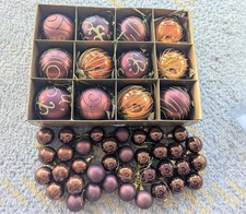 48 X XMAS TREE BAUBLES * NEXT & FESTIVE* COPPER BROWN & GOLD DECORATIONS BOXED