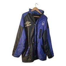 Nottingham Forest Umbro Coat Mens Large Black Blue Quilted Vintage 90's 
