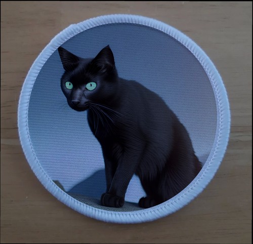 Black cat patch badge patches - black,