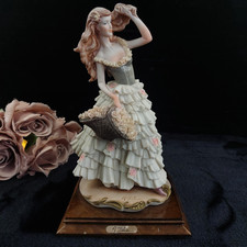 A. Belcari Girl Figurine Good  Roses Basket 1989 Dear Sculpture Italy 10”