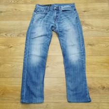 Armani Exchange J66 Jeans Mens W32 L30 Blue Regular Fit Straight Leg Denim Zip