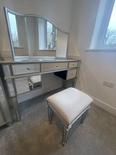 Next Fleur Mirrored Glass Dressing Table WITH Stool & Mirror