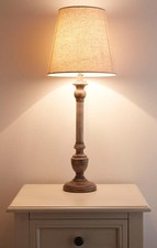 Grey Shabby Chic Table Lamp In a Grey Washed Finish Tall Lamp With Linen Shade