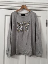 zara size m womens jewel NY top long sleeve jumper bejewelled grey gold sparkly
