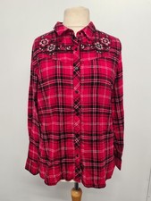 Primark Red Plaid Check Button Up Shirt Size 14
