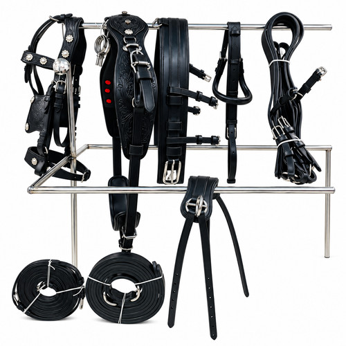 Premium black leather horse - leather,