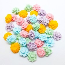 Edible Sugar Fondant Flowers Cake Toppers, Decorative,40 Pcs Multi-Colour