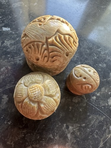 Set carved soapstone - carved,