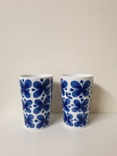 Rorstrand Mon Amie Blue & White Floral 2 Mugs -Marianne Westman H 4.5" x D 3"
