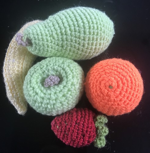 Hand knitted fruit 5 items - hand,