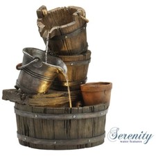 Serenity Barrel Bucket Cascading Water Feature Garden Fountain Planter Ornament