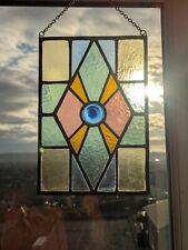 Pretty Renovated Hanging Antique Compact Stained Glass Window Panel