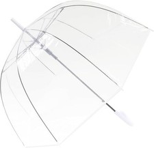 ThreeH Clear Bubble Umbrella Curved Handle Sturdy Plastic Transparent Dome 8 Rib