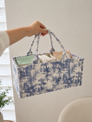 Blue floral baby nappy - blue,