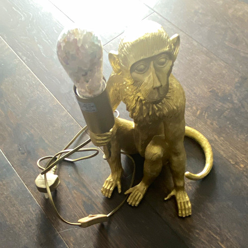 Gold monkey figure table lamp - monkey,