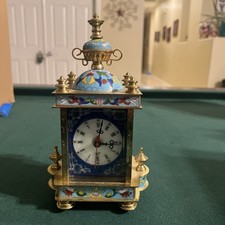 VINTAGE CHINESE CLOISONNÉ Miniature Portraits ENAMEL CARRIAGE Clock battery