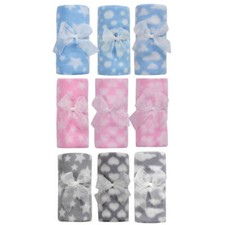 Soft Fleece Baby Blanket Blue Grey Pink Pram Crib Moses Basket Newborn Wrap