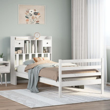Bookcase Bed White Solid