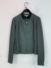 Sandwich Dark Grey Faux Suede Panel Jacket Zip Front Long Sleeve Casual Style S