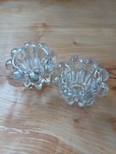 2 VMC Reims France Small Glass Candle Holders -  2" X 3" VGC
