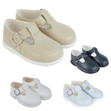 BABY T BAR WALKING SHOES BLUE WHITE BOYS GIRLS SPANISH STYLE HARD SOLE SANDALS