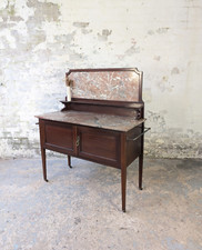 Antique Edwardian Mahogany Marble Wash Stand Bathroom Sink Unit Vintage DELIVERY