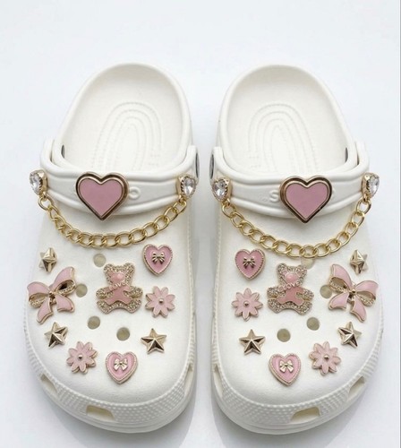 Pink gold croc charms - croc, |