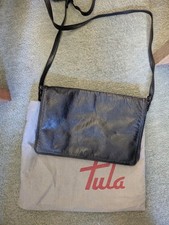 Vintage Tula  Soft Black Leather Shoulder Crossbody Bag