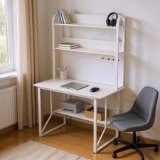 All-in-One White Desk Hutch