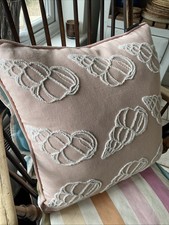 Rare Fine Cell work Prison Handmade Seashell Details Pink Feather Cushion 20”