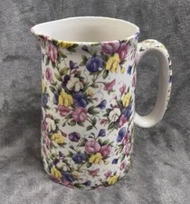 Vintage Crown B Burslem Pretty Floral Jug/pitcher Staffordshire England.