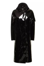 Women's Trench Vinyl Shiny Gothic PVC Emo Top quality Faux Leather Black Coat
