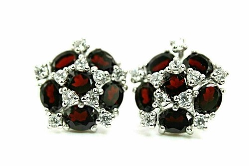 Silver earrings garnet genuine - garnet,