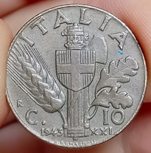 Italy 1943 centesimi coin - italy, 10